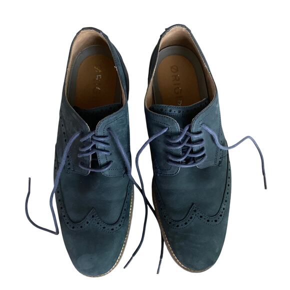 Cole Haan Original Grand Oxford shoes men’s size 11 blue suede wingtip lace up - Picture 2 of 5